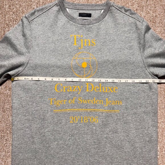 Tiger of Sweden Tjns Crazy Deluxe Grey Yellow Long Sleeve T Shirt Mens Medium - Picture 6 of 8